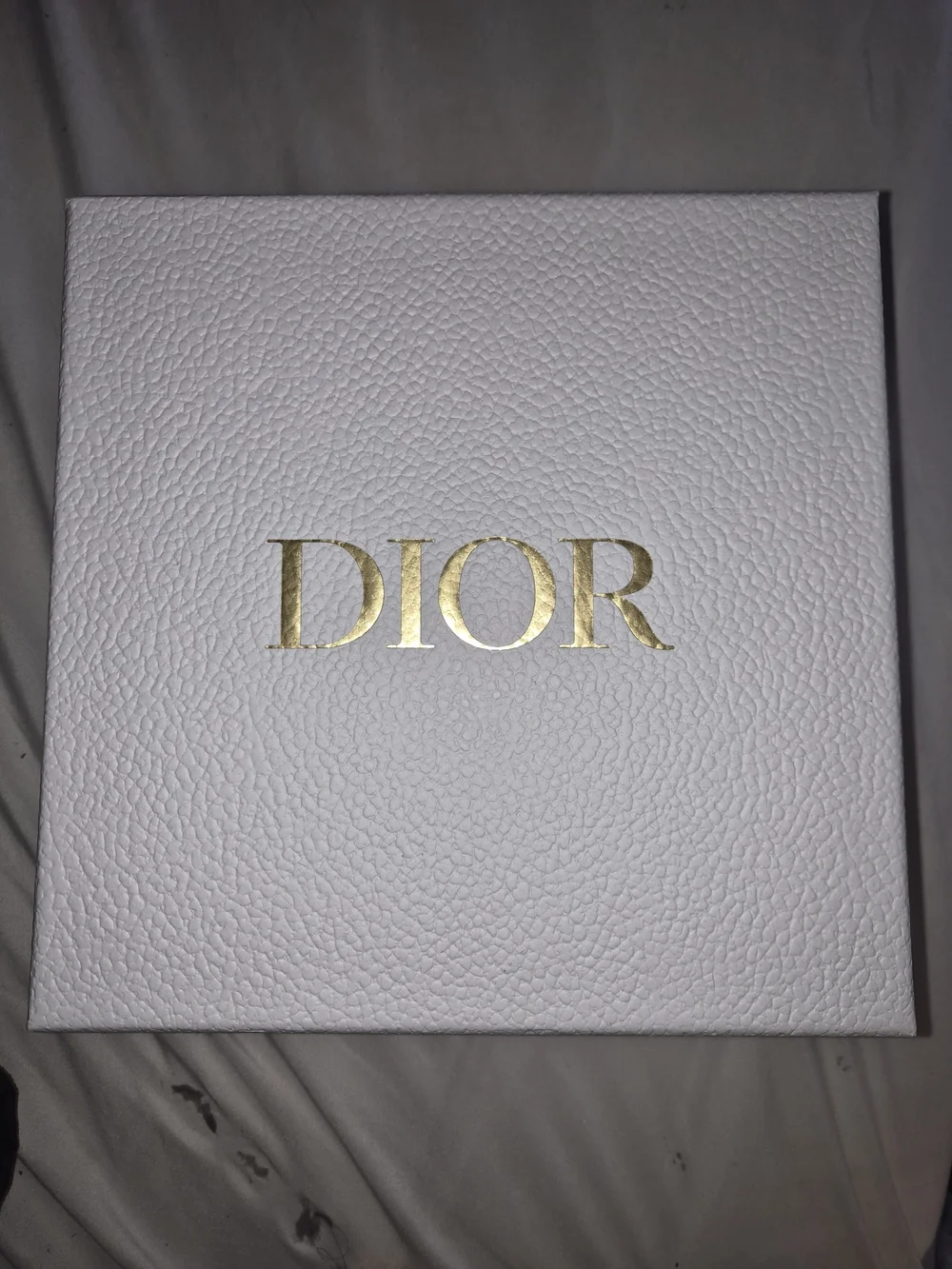 DIOR White Pebbled Gift Box 9 x 9 x 4 W Ribbon + Tissue